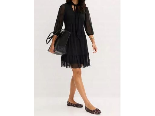 B.P.C sukienka czarna z siateczki z krawatką ^44/46