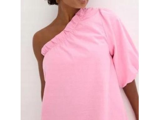 B.P.C asymetryczna sukienka różowa odkryte jedno ramię 44.