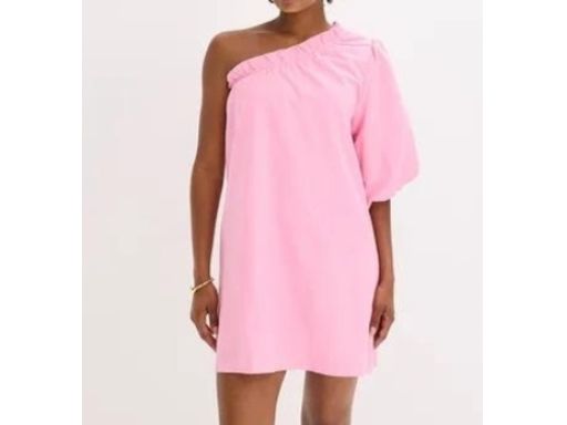 B.P.C asymetryczna sukienka różowa odkryte jedno ramię 44.