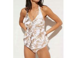 B.P.C tankini biało-złote we wzory z figami wysoki stan r.42
