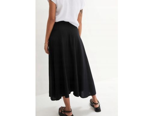 B.P.C lniana spódnica midi czarna rozkloszowana ^50