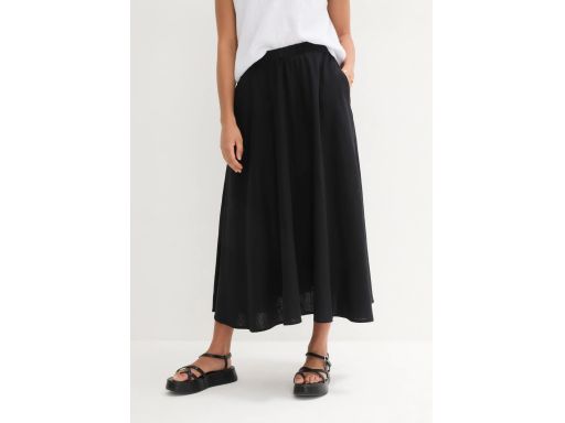 B.P.C lniana spódnica midi czarna rozkloszowana ^50