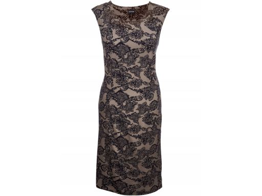 B.P.C sukienka beżowa w czarne wzorki 36/38.