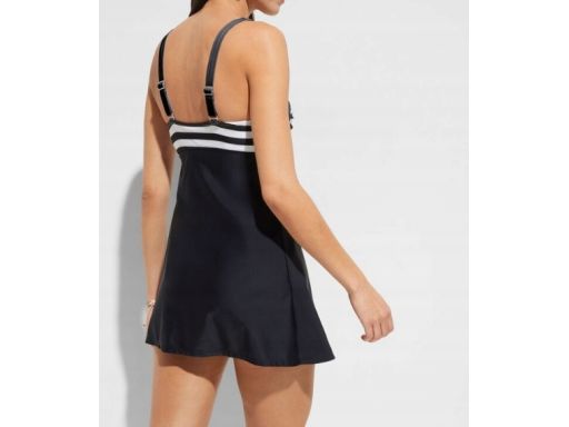 B.P.C długie tankini czarno-białe w paski z figami z wysokim stanem 44