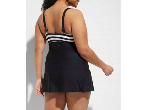 B.P.C długie tankini czarno-białe w paski z figami z wysokim stanem 44