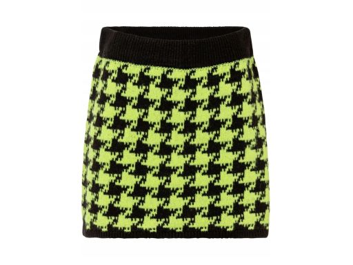 B.P.C spódnica dzianinowa mini w pepitkę limonkowa ^32/34