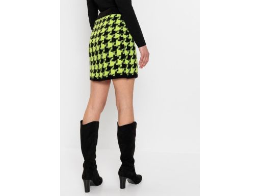 B.P.C spódnica dzianinowa mini w pepitkę limonkowa ^32/34
