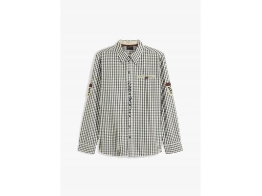 B.P.C męska koszula ludowa w kratkę z haftem 39/40.