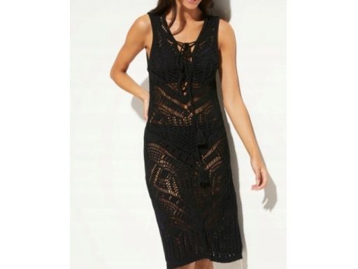B.P.C sukienka plażowa czarna dzianinowa ażurowa r.36/38