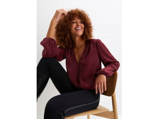 B.P.C bordowa bluzka kopertowa satynowa 40.