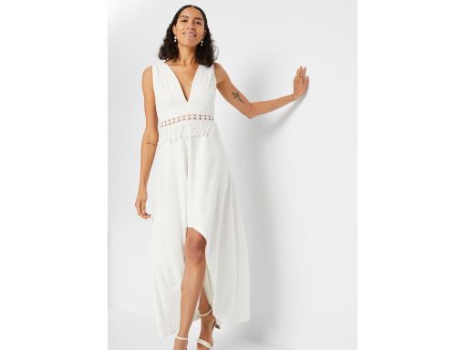 B.P.C sukienka asymetryczna biała z koronką ^42