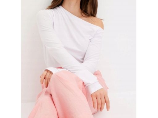 B.P.C bluzka asymetryczna biała z marszczeniem 52/54.