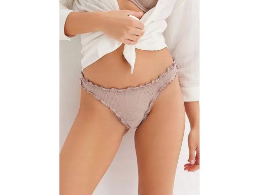 B.P.C 2-pak stringi beżowe z metaliczną nitką marszczone ^44/46