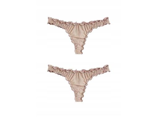 B.P.C 2-pak stringi beżowe z metaliczną nitką marszczone ^44/46