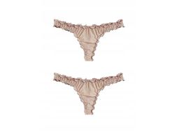 B.P.C 2-pak stringi beżowe z metaliczną nitką marszczone ^44/46