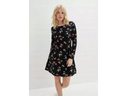 B.P.C sukienka z dżerseju czarna w kolorowe kwiatki r.40/42