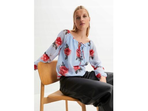 B.P.C bluzka szyfonowa niebieska w kwiaty 52.
