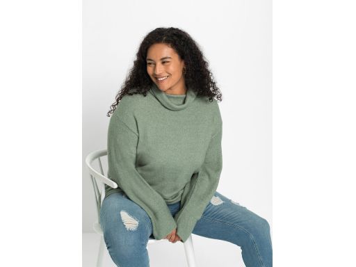 B.P.C sweter z szerokimi rękawami i golfem dymny zielony r.36/38