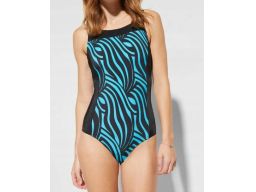 B.P.C kostium kąpielowy czarny w niebieską zebrę ^38