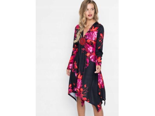 B.P.C sukienka asymetryczna nadruk dżety r.36/38