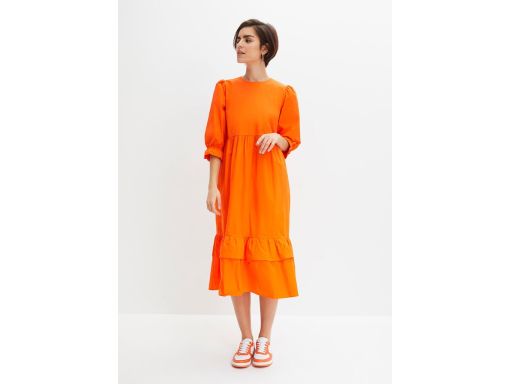 B.P.C pomarańczowa sukienka z falbankami bawełna midi r.50