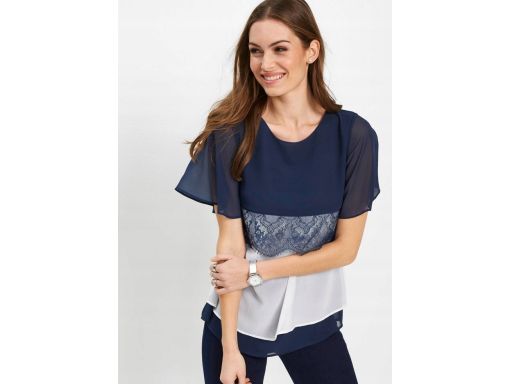 B.P.C bluzka szyfonowa dwuwarstwowa z koronką 46.