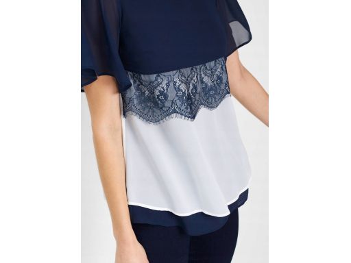 B.P.C bluzka szyfonowa dwuwarstwowa z koronką 46.
