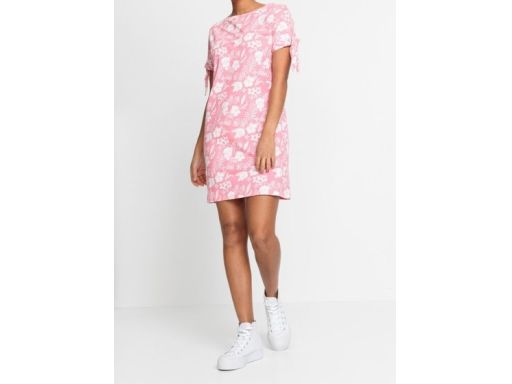 B.P.C sukienka bawełniana różowa w białe kwiaty 32/34.
