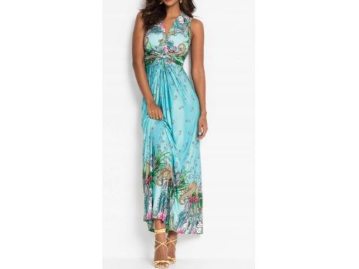 B.P.C długa sukienka kolorowa we wzory z ozdobnym splotem r.40/42