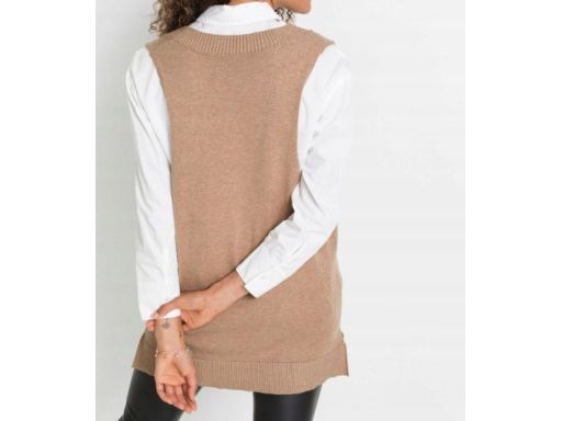 B.P.C kamizelka dzianinowa beżowa w serek r.44/46