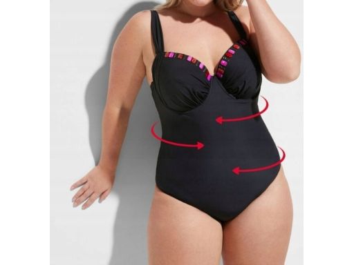 B.P.C czarny kostium silnie modelujący z ozdobnymi kamieniami 44 (85D)