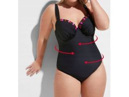 B.P.C czarny kostium silnie modelujący z ozdobnymi kamieniami 44 (85D)