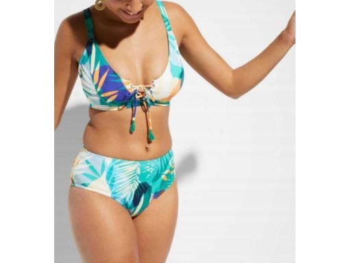 B.P.C bikini bustier ze sznurowaniem i figi z wysokim stanem 38 (75D).