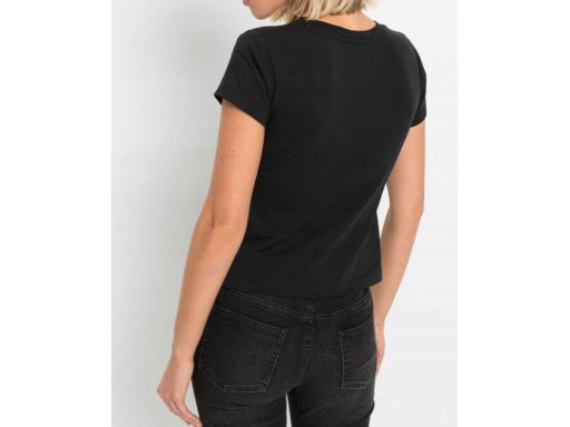 B.P.C krótka czarna bluzka z wycięciami ^36/38