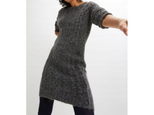 B.P.C sukienka dzianinowa szara z guzikami 40/42.