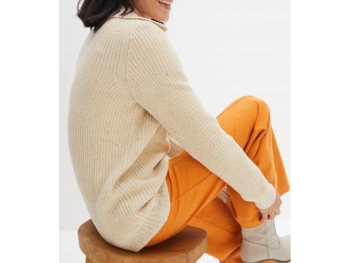 B.P.C sweter dzianinowy polo z kolorową nitką 36/38.