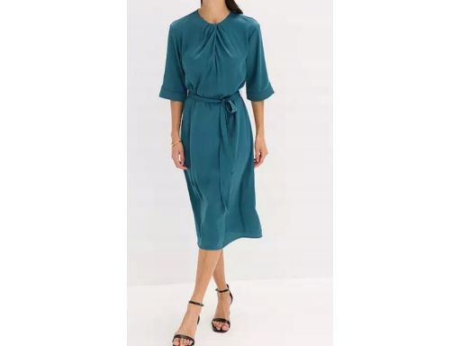 B.P.C sukienka midi turkusowa z paskiem r.52