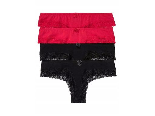 B.P.C. 4-pak majtki z koronką czarne i czerwone r.52/54