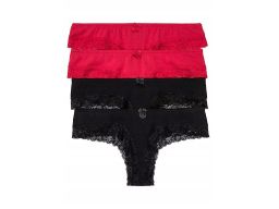 B.P.C. 4-pak majtki z koronką czarne i czerwone r.52/54