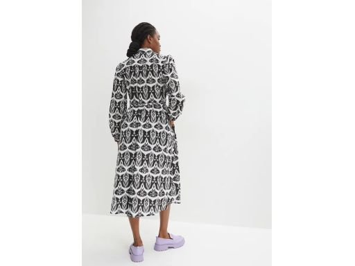 B.P.C sukienka midi z lekkiej bawełny szmizjerka we wzory 50.