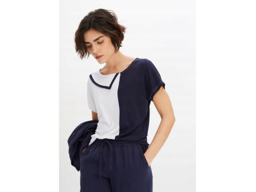 B.P.C bluzka asymetryczna biało-granatowa 36/38.