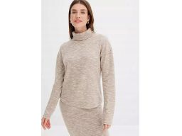B.P.C sweter z golfem beżowy melanż 48/50.