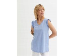 B.P.C t-shirt błękitny z falbankowymi rękawkami 52/54.