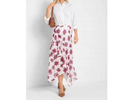 B.P.C asymetryczna spódnica we wzory szyfonowa r.52