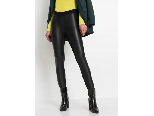 B.P.C legginsy czarne z eko skóry z dżersejem r.36/38
