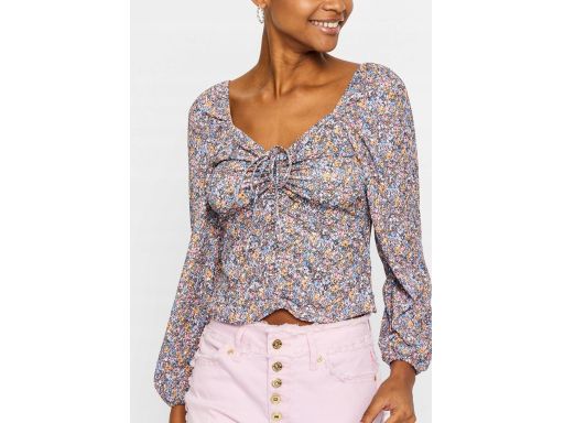 B.P.C krótka bluzka z marszczeniem w kwiatuszki 48/50.