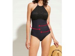 B.P.C kostium jednoczęściowy czarny z ażurem 46.