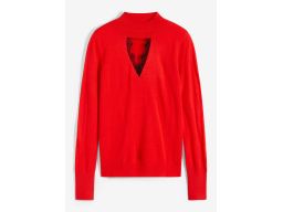 B.P.C Sweterek czerwony z wycięciem w dekolcie ^36/38