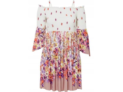 B.P.C Sukienka z szerokimi rękawami odkryte ramiona kolorowa ^40/42