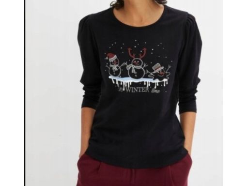 B.P.C bluzka czarna z dżetami świąteczna 48/50.